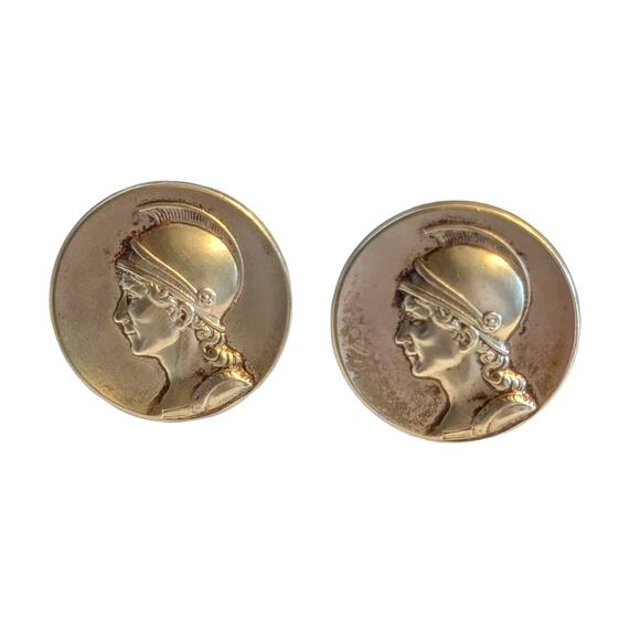 Vintage Roman Centurion Soldier Brass Cuff Links - Picture 1 of 8